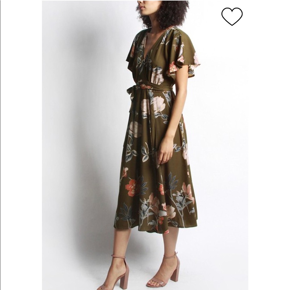 MOD REF Floral Midi Wrap Dress EUC, L